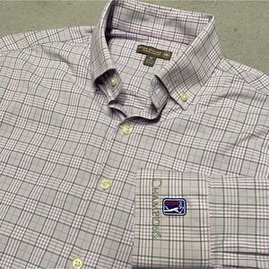 Peter Millar Summer Comfort Shirt Mens Medium Purple Plaid Button Down PGA Champ